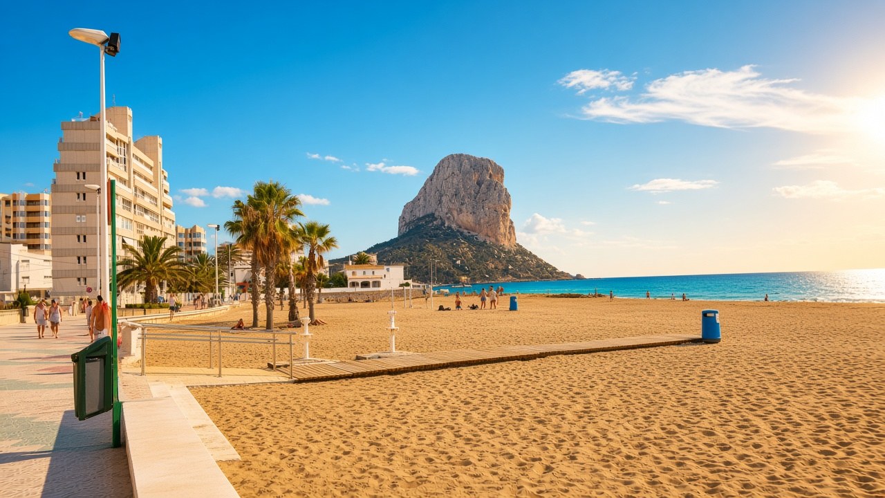 Strand Arenal-Bol und Pe&ntilde;&oacute;n de Ifach in Calpe