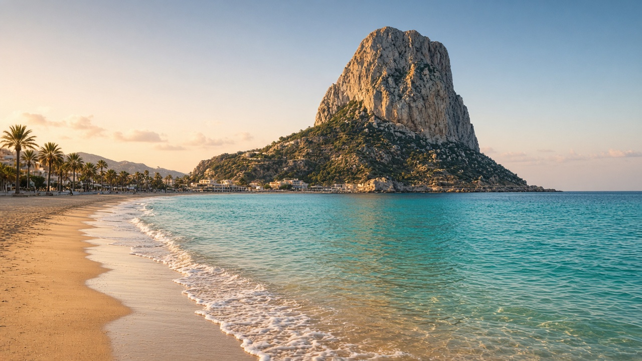 Strand Arenal-Bol und Pe&ntilde;&oacute;n de Ifach in Calpe